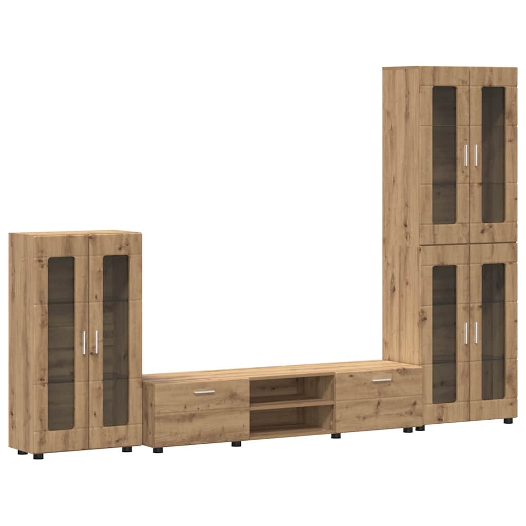 Tv-meubelset met lade FLORIN 3 pcs Artisan Eiken Bewerkt hout is nu te koop bij PeponiXL, paradijselijk wonen!