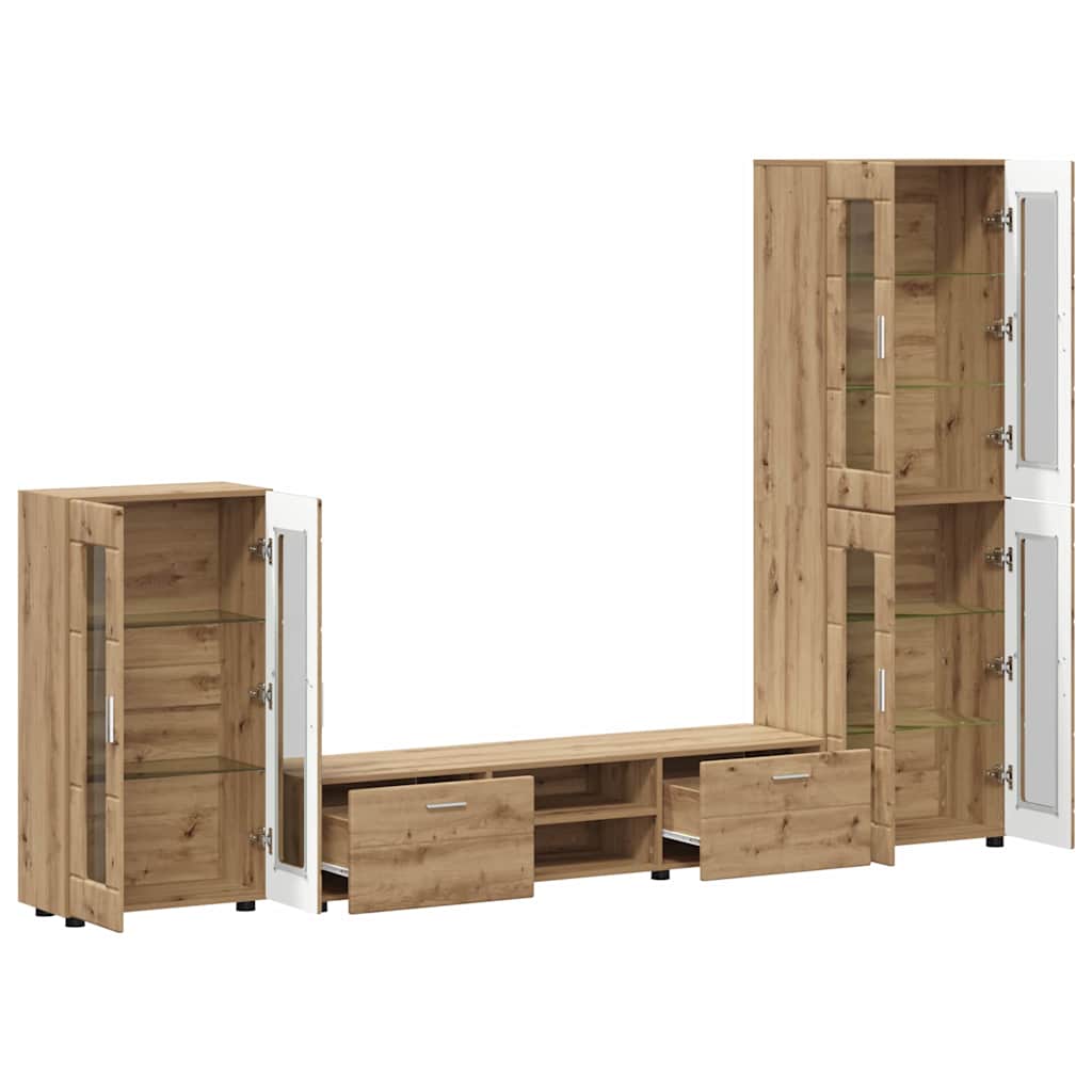 Tv-meubelset met lade FLORIN 3 pcs Artisan Eiken Bewerkt hout is nu te koop bij PeponiXL, paradijselijk wonen!
