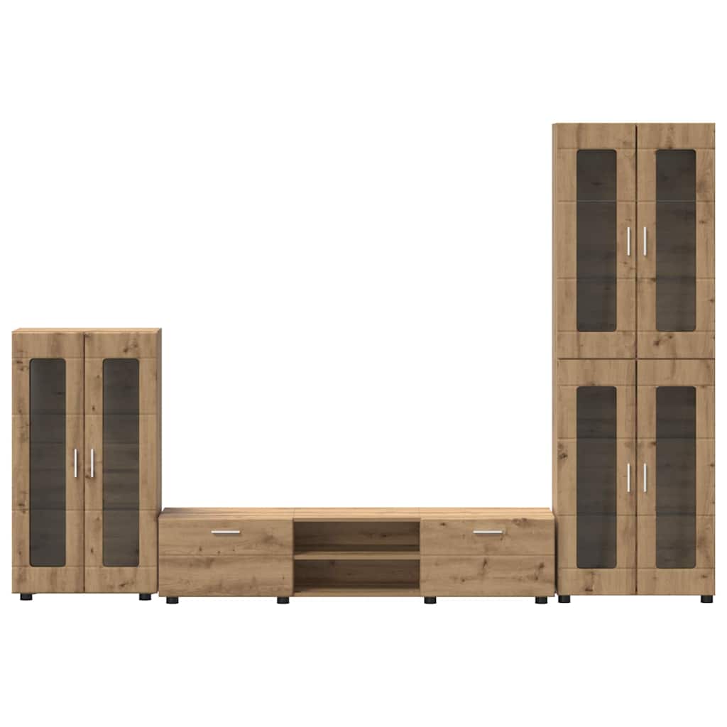 Tv-meubelset met lade FLORIN 3 pcs Artisan Eiken Bewerkt hout is nu te koop bij PeponiXL, paradijselijk wonen!