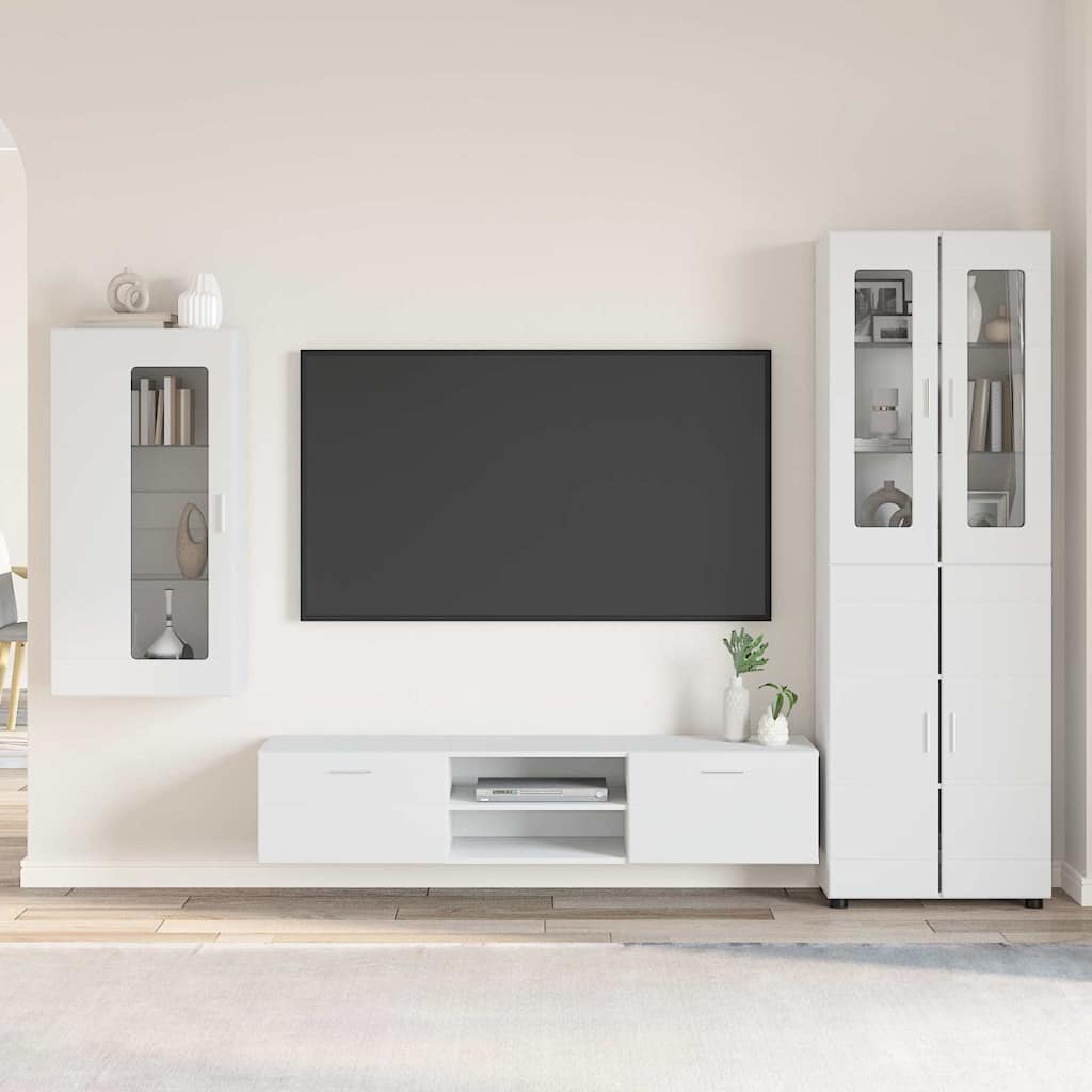 Tv-meubelset met lade met plank FLORIN 3 pcs Wit Bewerkt hout is nu te koop bij PeponiXL, paradijselijk wonen!