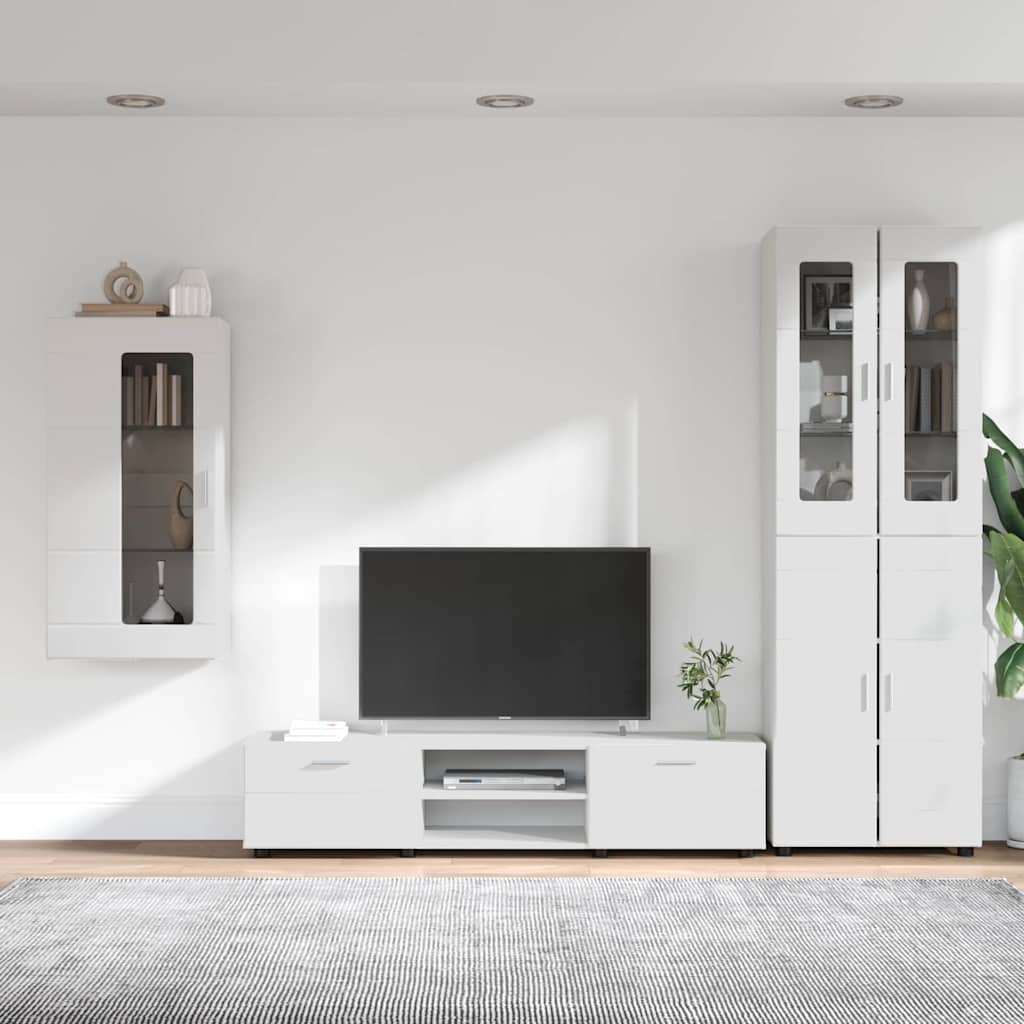 Tv-meubelset met lade met plank FLORIN 3 pcs Wit Bewerkt hout is nu te koop bij PeponiXL, paradijselijk wonen!