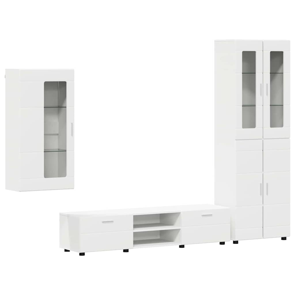 Tv-meubelset met lade met plank FLORIN 3 pcs Wit Bewerkt hout is nu te koop bij PeponiXL, paradijselijk wonen!