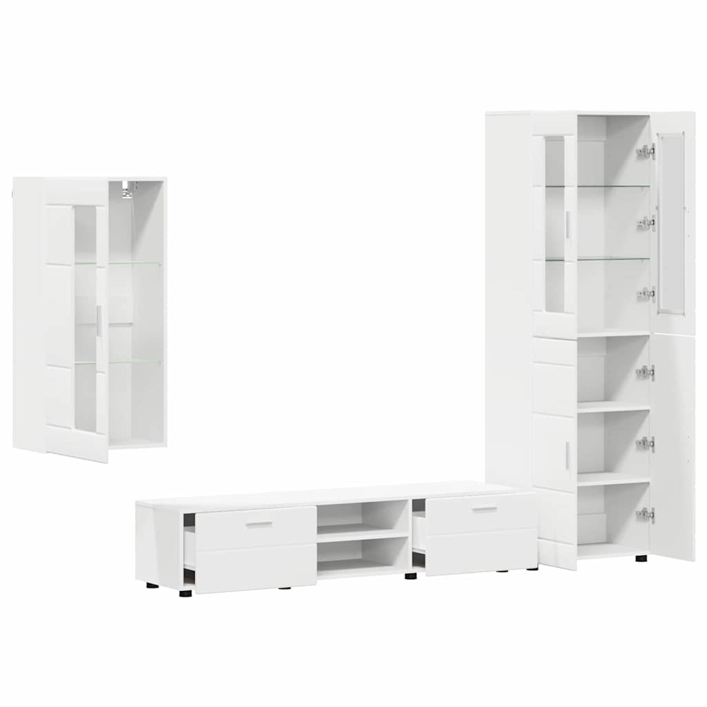 Tv-meubelset met lade met plank FLORIN 3 pcs Wit Bewerkt hout is nu te koop bij PeponiXL, paradijselijk wonen!