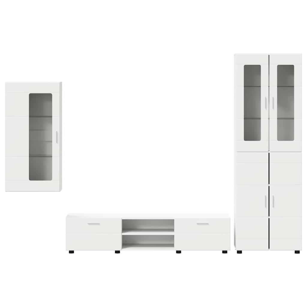 Tv-meubelset met lade met plank FLORIN 3 pcs Wit Bewerkt hout is nu te koop bij PeponiXL, paradijselijk wonen!