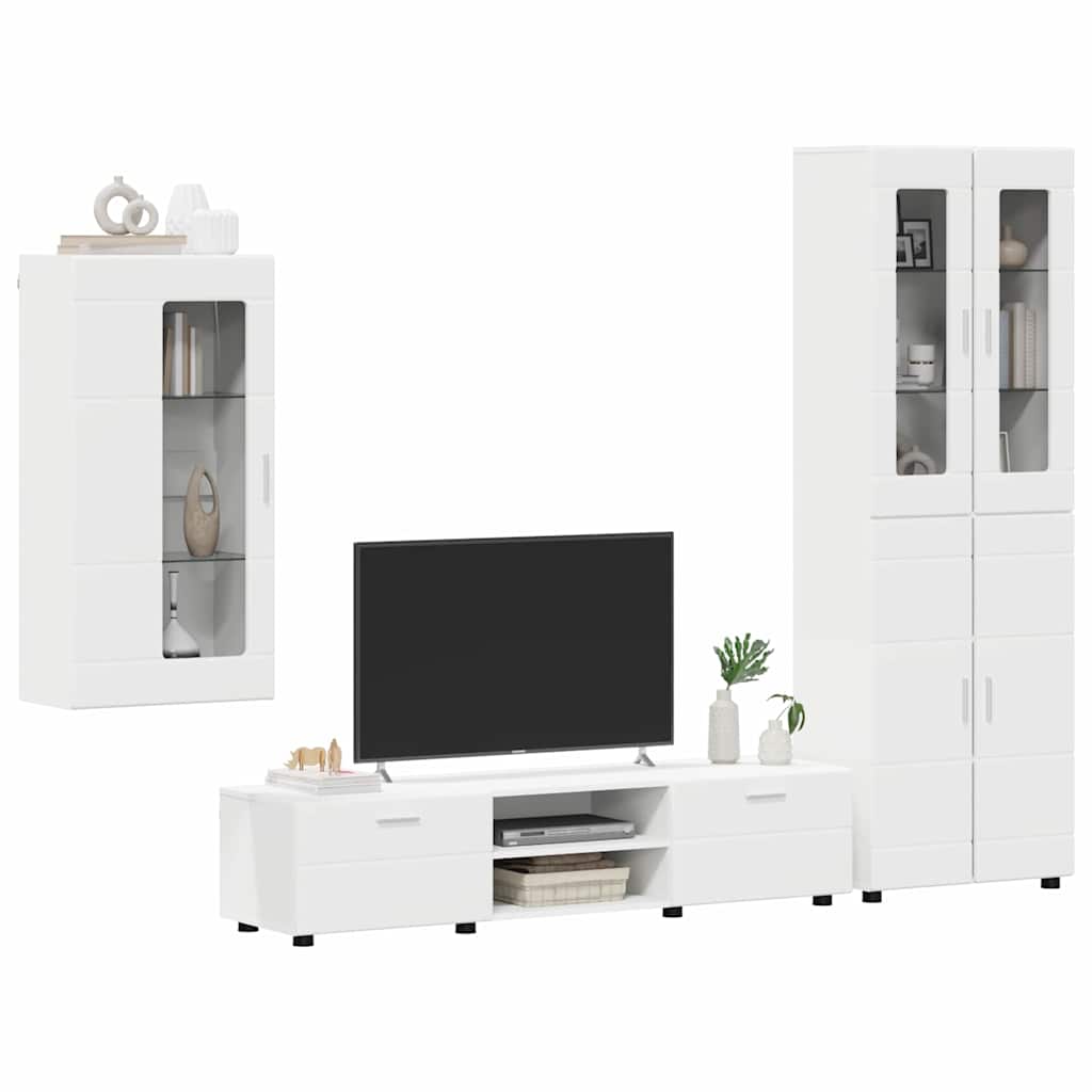Tv-meubelset met lade met plank FLORIN 3 pcs Wit Bewerkt hout is nu te koop bij PeponiXL, paradijselijk wonen!