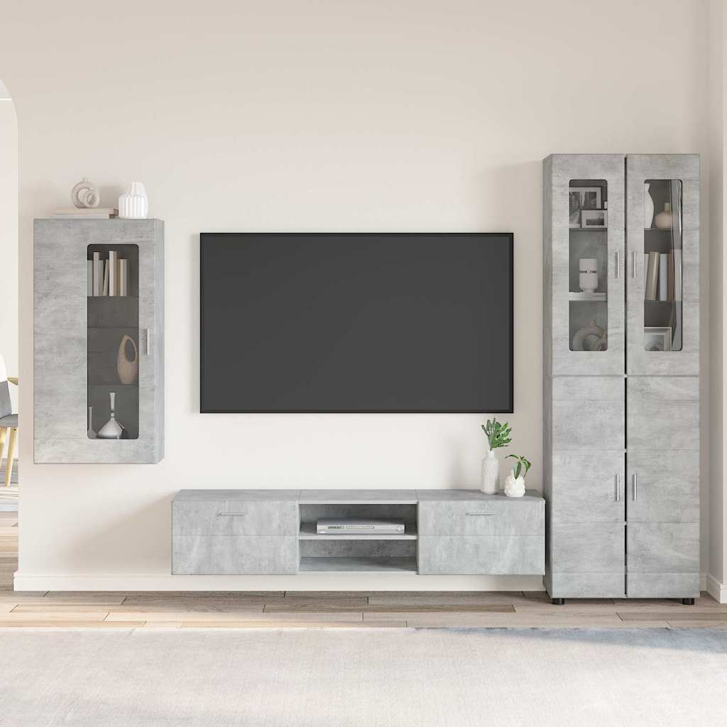Tv-meubelset met lade FLORIN 3 pcs Beton Grijs Bewerkt hout is nu te koop bij PeponiXL, paradijselijk wonen!