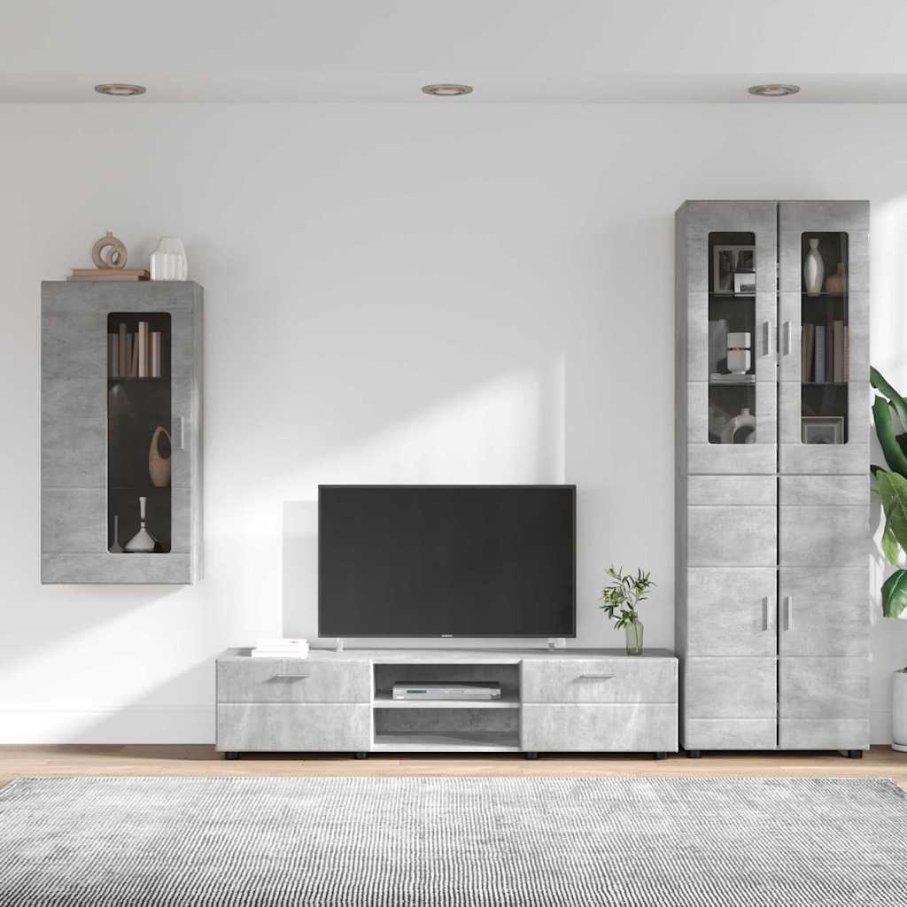 Tv-meubelset met lade FLORIN 3 pcs Beton Grijs Bewerkt hout is nu te koop bij PeponiXL, paradijselijk wonen!