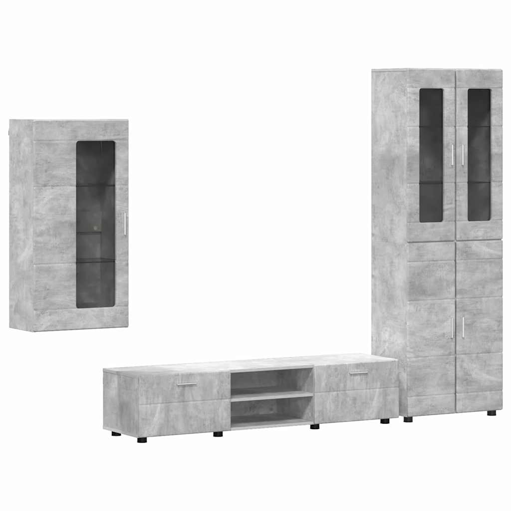 Tv-meubelset met lade FLORIN 3 pcs Beton Grijs Bewerkt hout is nu te koop bij PeponiXL, paradijselijk wonen!