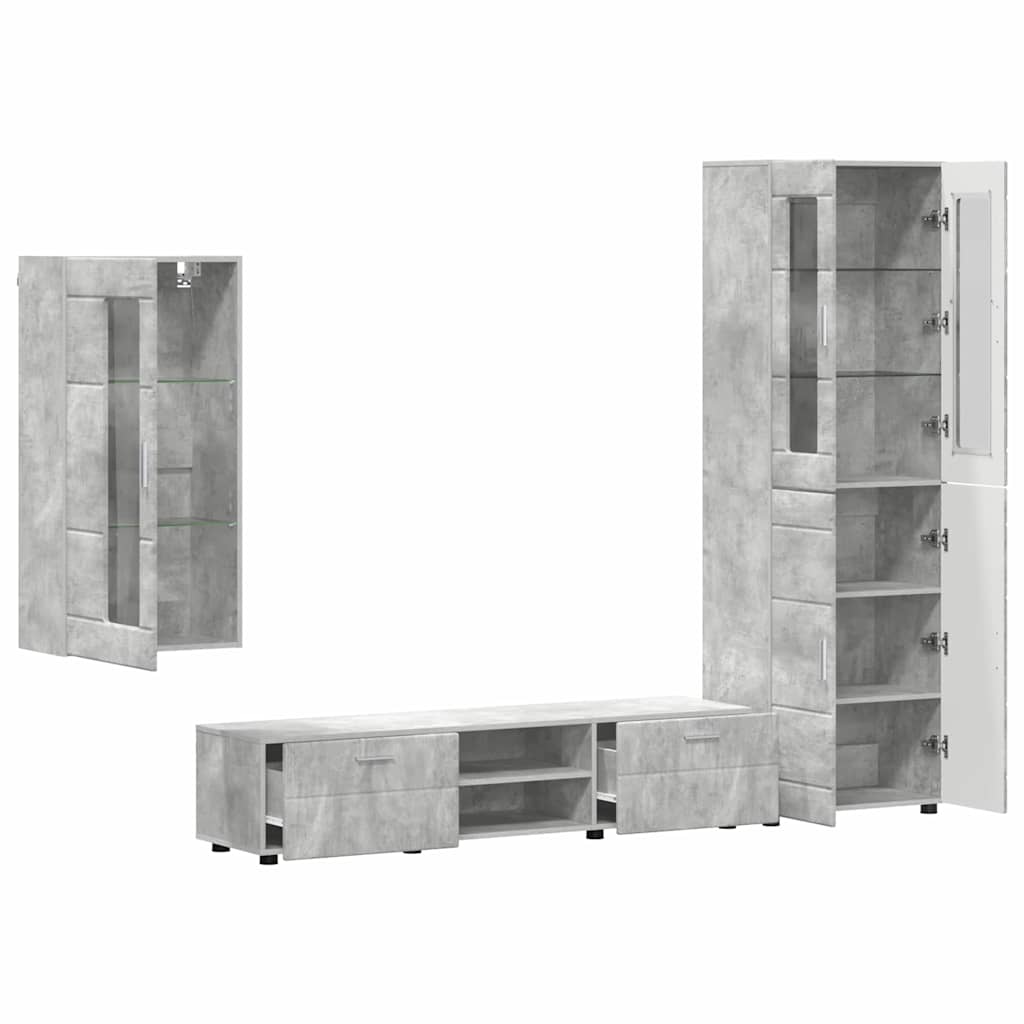 Tv-meubelset met lade FLORIN 3 pcs Beton Grijs Bewerkt hout is nu te koop bij PeponiXL, paradijselijk wonen!