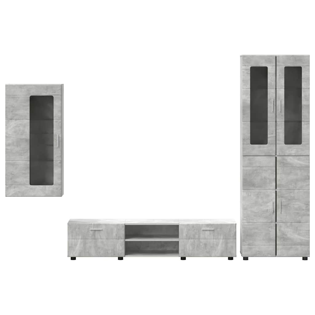 Tv-meubelset met lade FLORIN 3 pcs Beton Grijs Bewerkt hout is nu te koop bij PeponiXL, paradijselijk wonen!