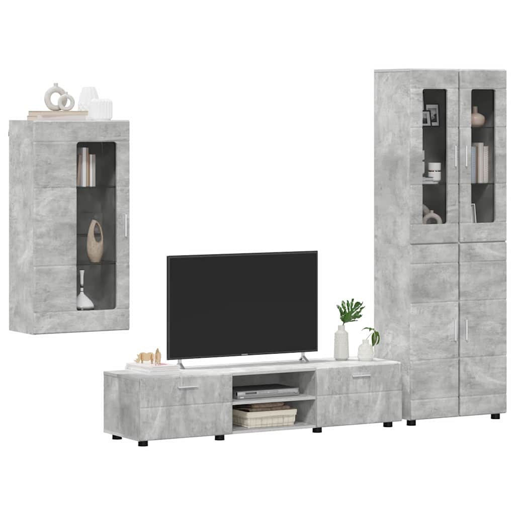Tv-meubelset met lade FLORIN 3 pcs Beton Grijs Bewerkt hout is nu te koop bij PeponiXL, paradijselijk wonen!