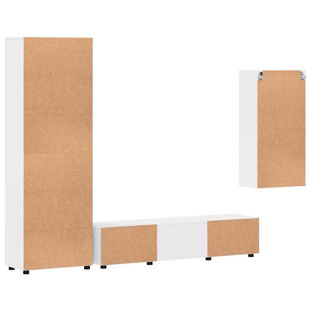 Tv-meubelset met lade FLORIN 3 pcs Hoogglans wit Bewerkt hout is nu te koop bij PeponiXL, paradijselijk wonen!