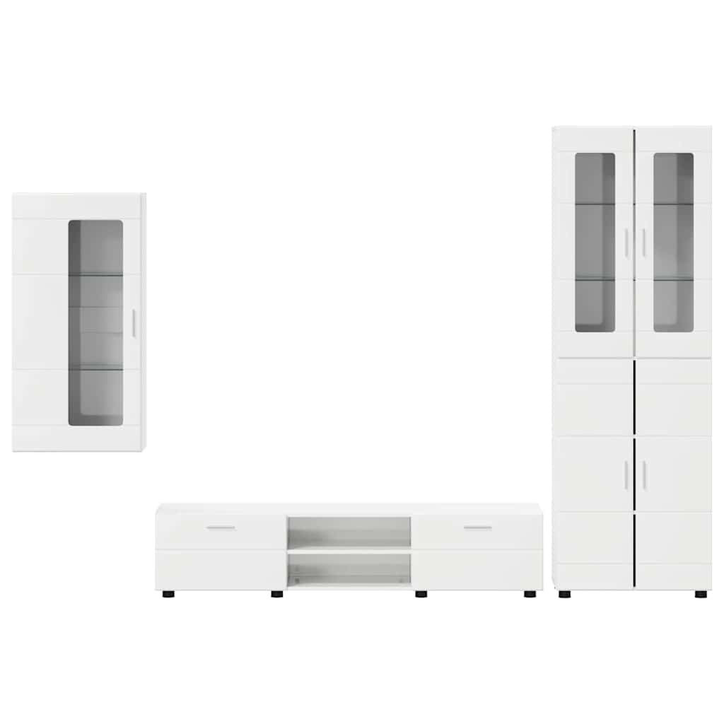 Tv-meubelset met lade FLORIN 3 pcs Hoogglans wit Bewerkt hout is nu te koop bij PeponiXL, paradijselijk wonen!