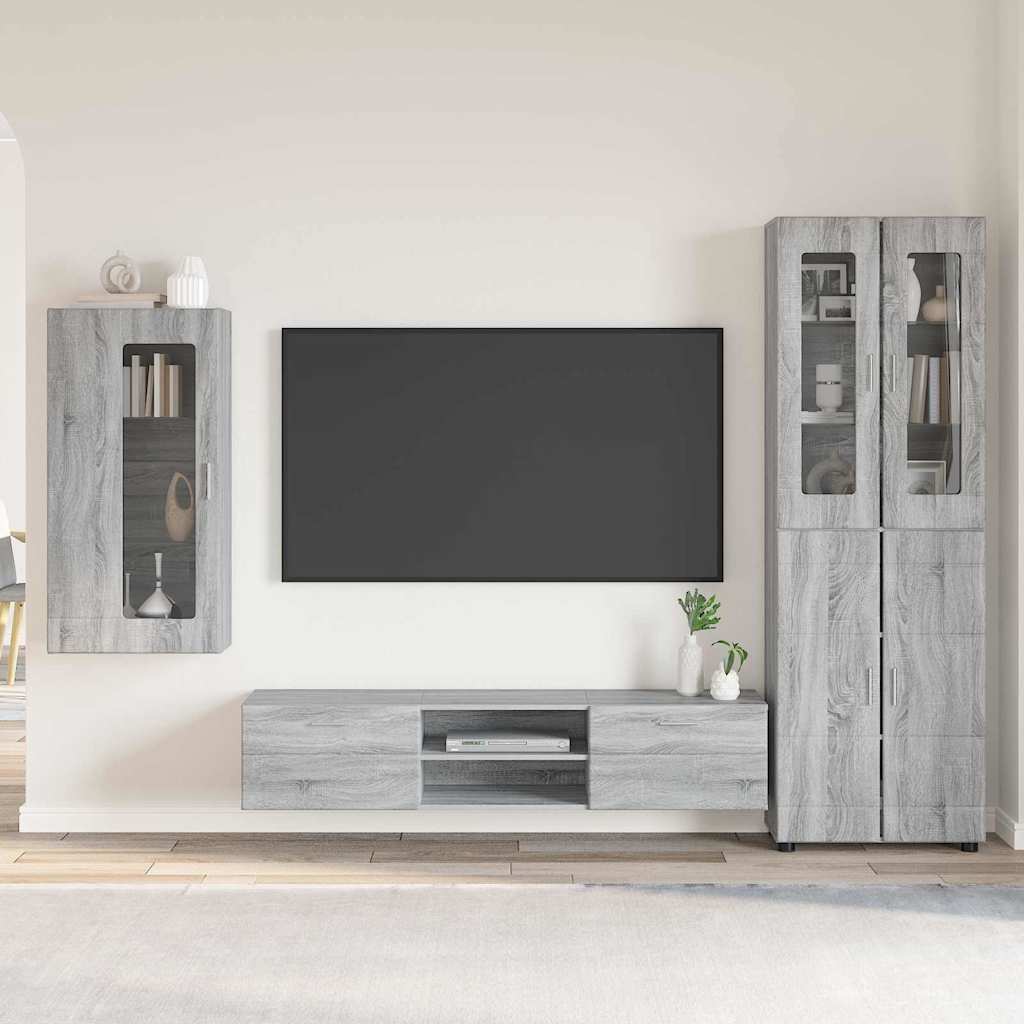 Tv-meubelset met lade FLORIN 3 pcs Grijs Sonoma Bewerkt hout is nu te koop bij PeponiXL, paradijselijk wonen!
