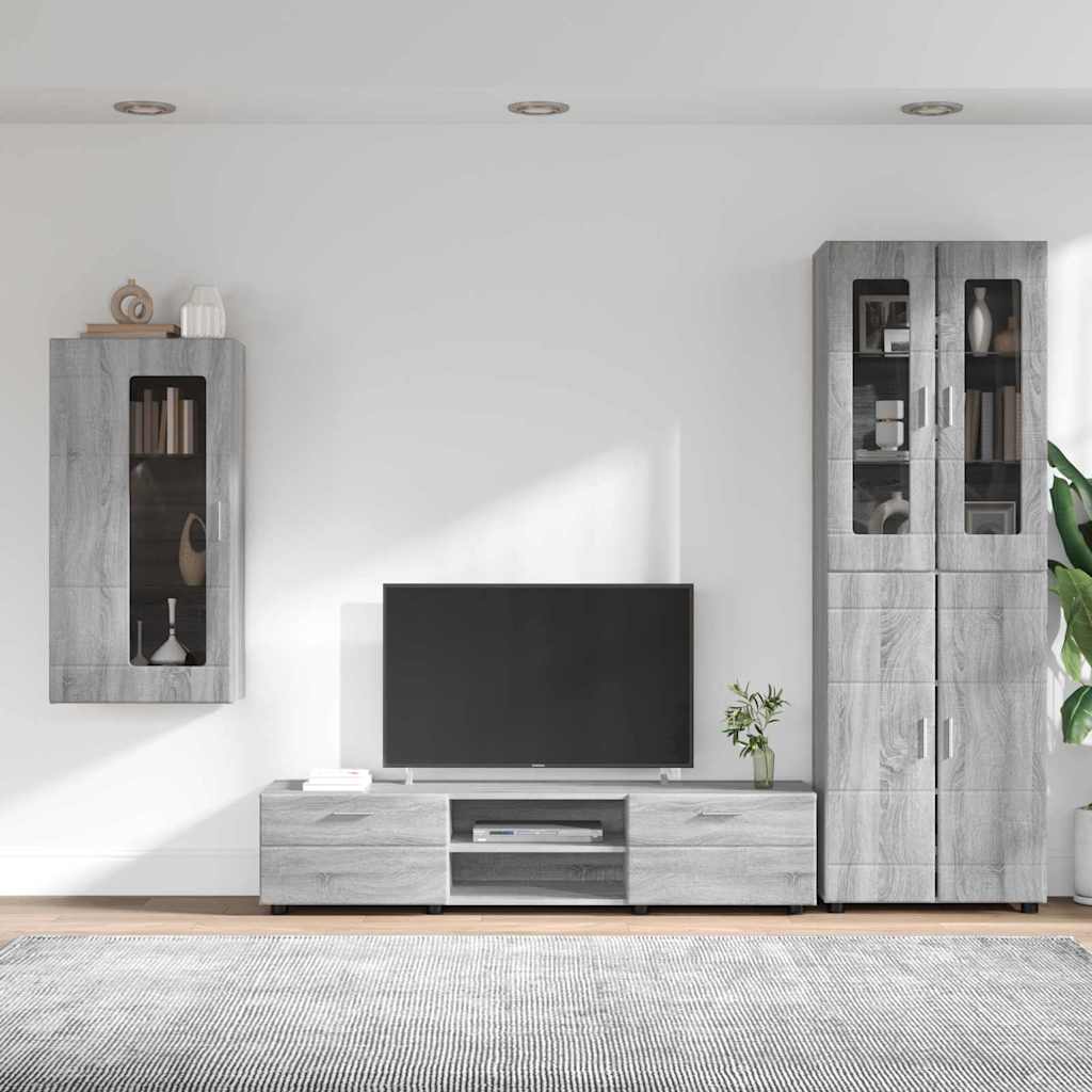 Tv-meubelset met lade FLORIN 3 pcs Grijs Sonoma Bewerkt hout is nu te koop bij PeponiXL, paradijselijk wonen!