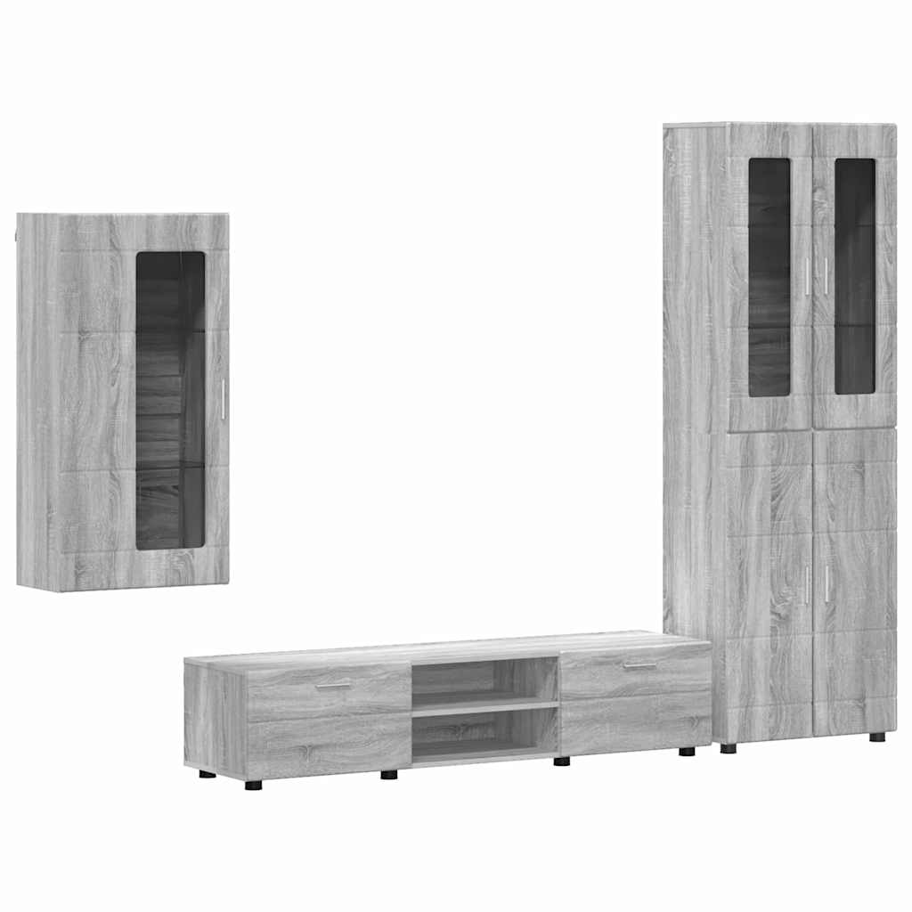 Tv-meubelset met lade FLORIN 3 pcs Grijs Sonoma Bewerkt hout is nu te koop bij PeponiXL, paradijselijk wonen!