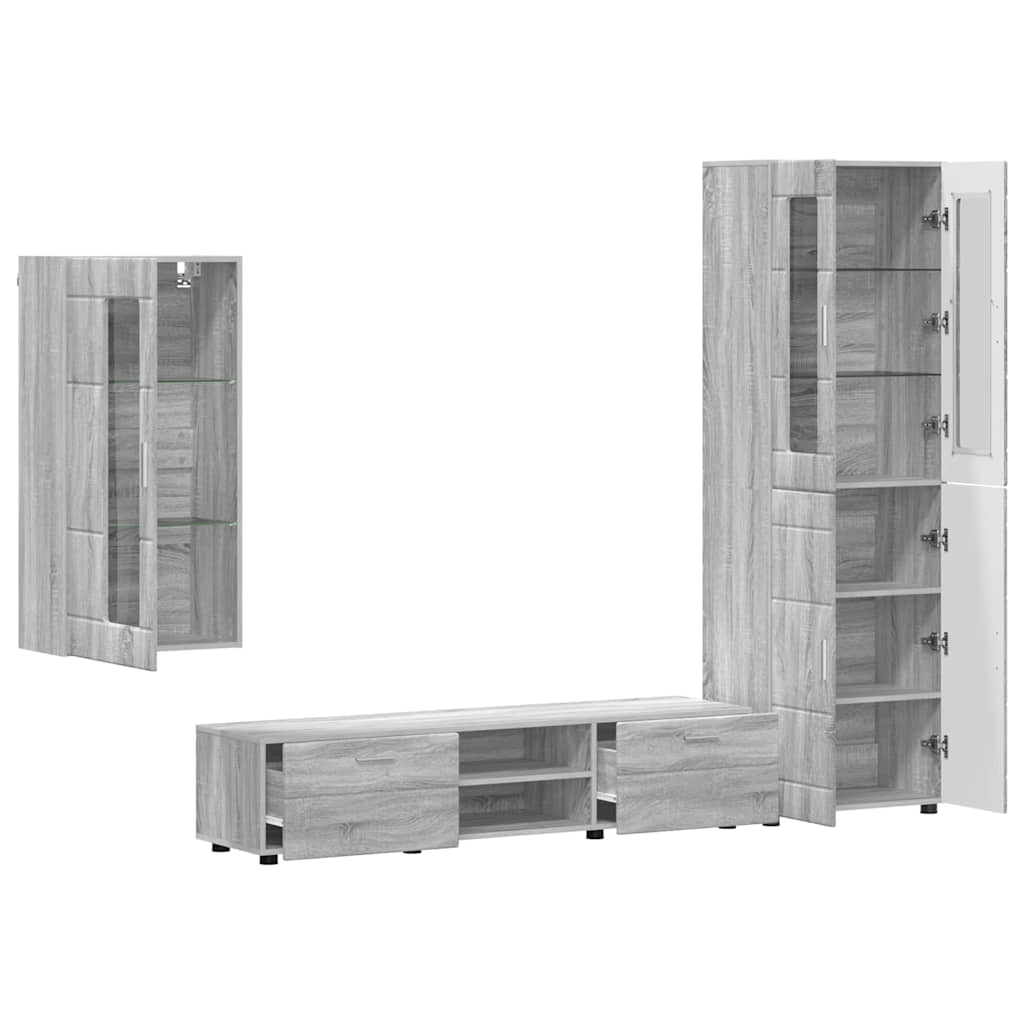 Tv-meubelset met lade FLORIN 3 pcs Grijs Sonoma Bewerkt hout is nu te koop bij PeponiXL, paradijselijk wonen!