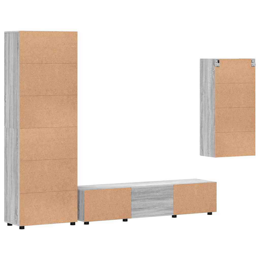 Tv-meubelset met lade FLORIN 3 pcs Grijs Sonoma Bewerkt hout is nu te koop bij PeponiXL, paradijselijk wonen!