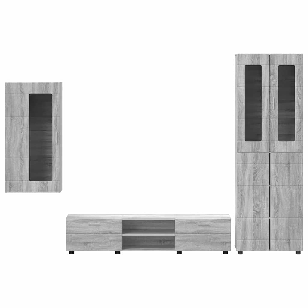 Tv-meubelset met lade FLORIN 3 pcs Grijs Sonoma Bewerkt hout is nu te koop bij PeponiXL, paradijselijk wonen!