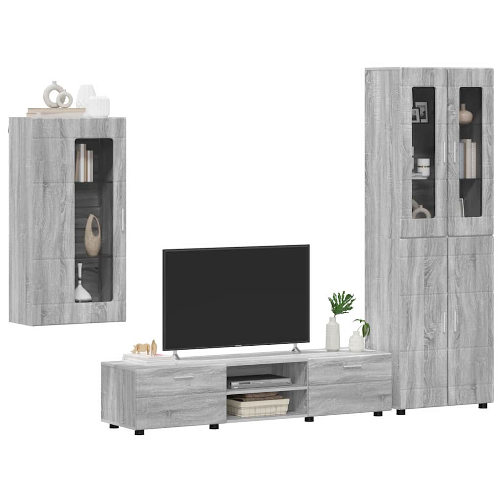 Tv-meubelset met lade FLORIN 3 pcs Grijs Sonoma Bewerkt hout is nu te koop bij PeponiXL, paradijselijk wonen!