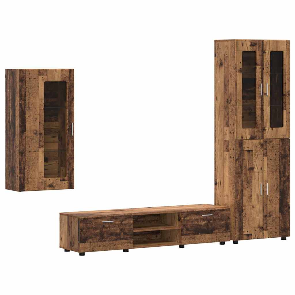 Tv-meubelset met lade FLORIN 3 pcs Oudhout Bewerkt hout is nu te koop bij PeponiXL, paradijselijk wonen!