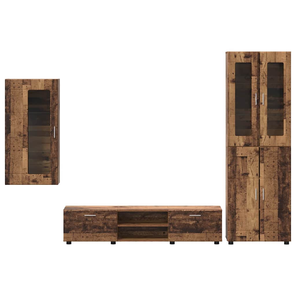 Tv-meubelset met lade FLORIN 3 pcs Oudhout Bewerkt hout is nu te koop bij PeponiXL, paradijselijk wonen!