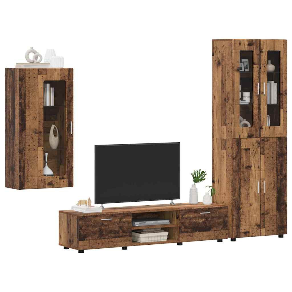 Tv-meubelset met lade FLORIN 3 pcs Oudhout Bewerkt hout is nu te koop bij PeponiXL, paradijselijk wonen!