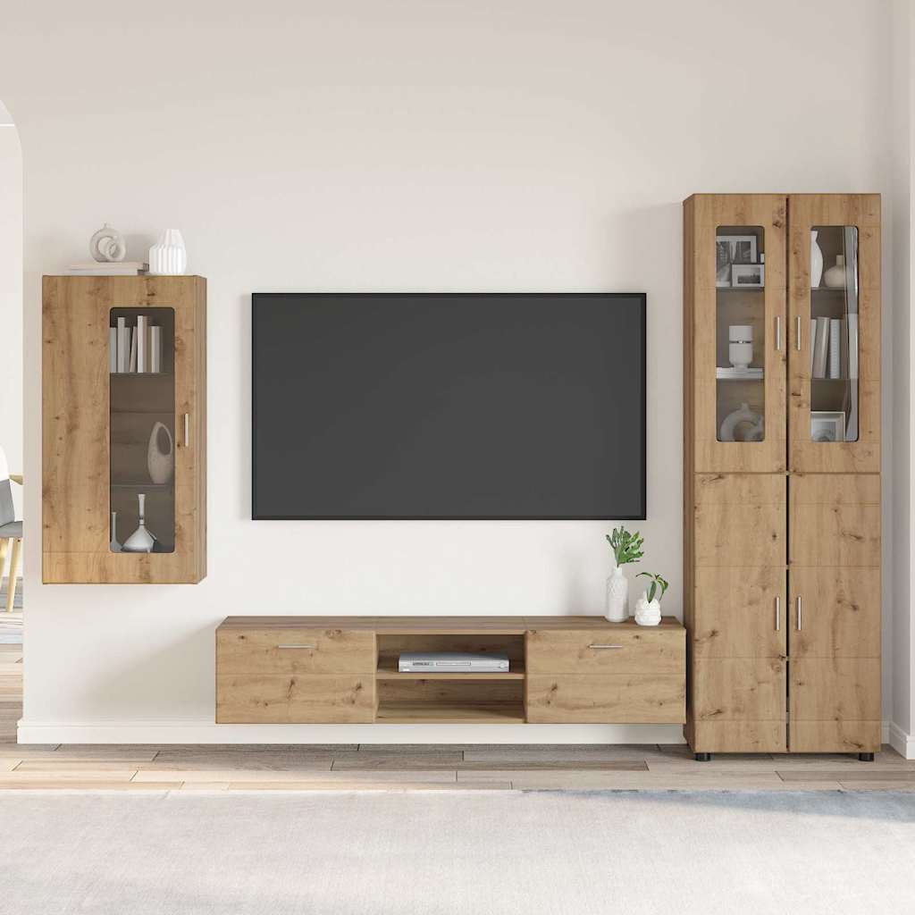 Tv-meubelset met lade FLORIN 3 pcs Artisan Eiken Bewerkt hout is nu te koop bij PeponiXL, paradijselijk wonen!