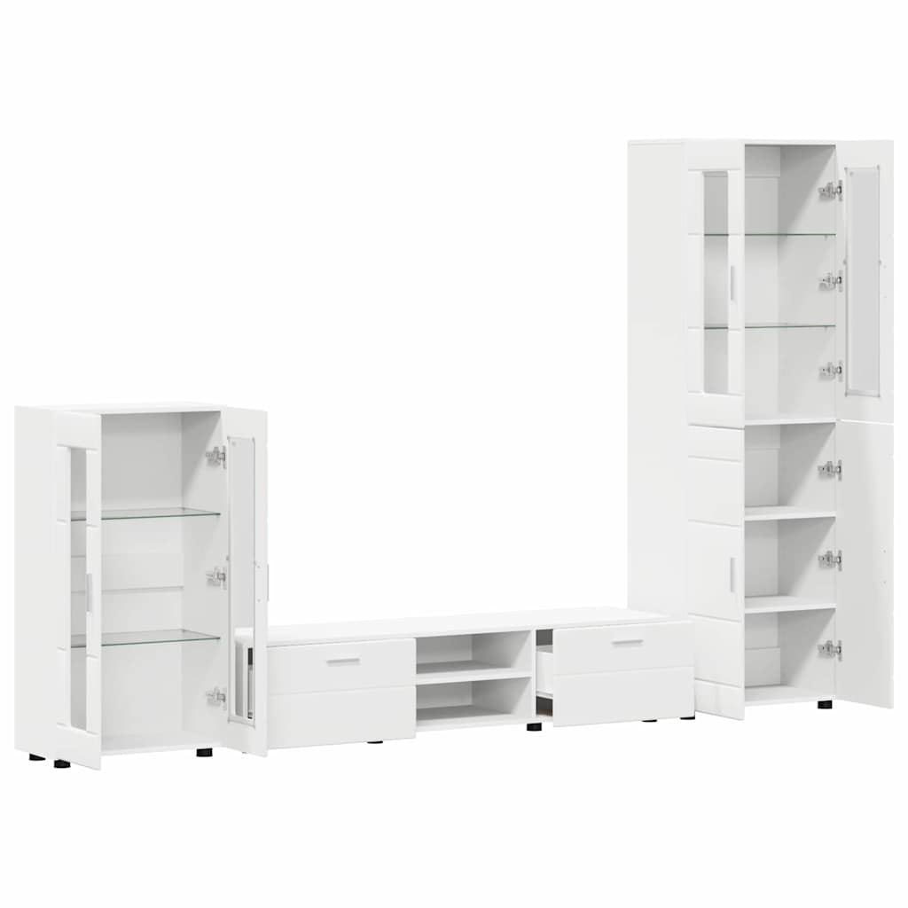 Tv-meubelset met lade met plank FLORIN 3 pcs Wit Bewerkt hout is nu te koop bij PeponiXL, paradijselijk wonen!