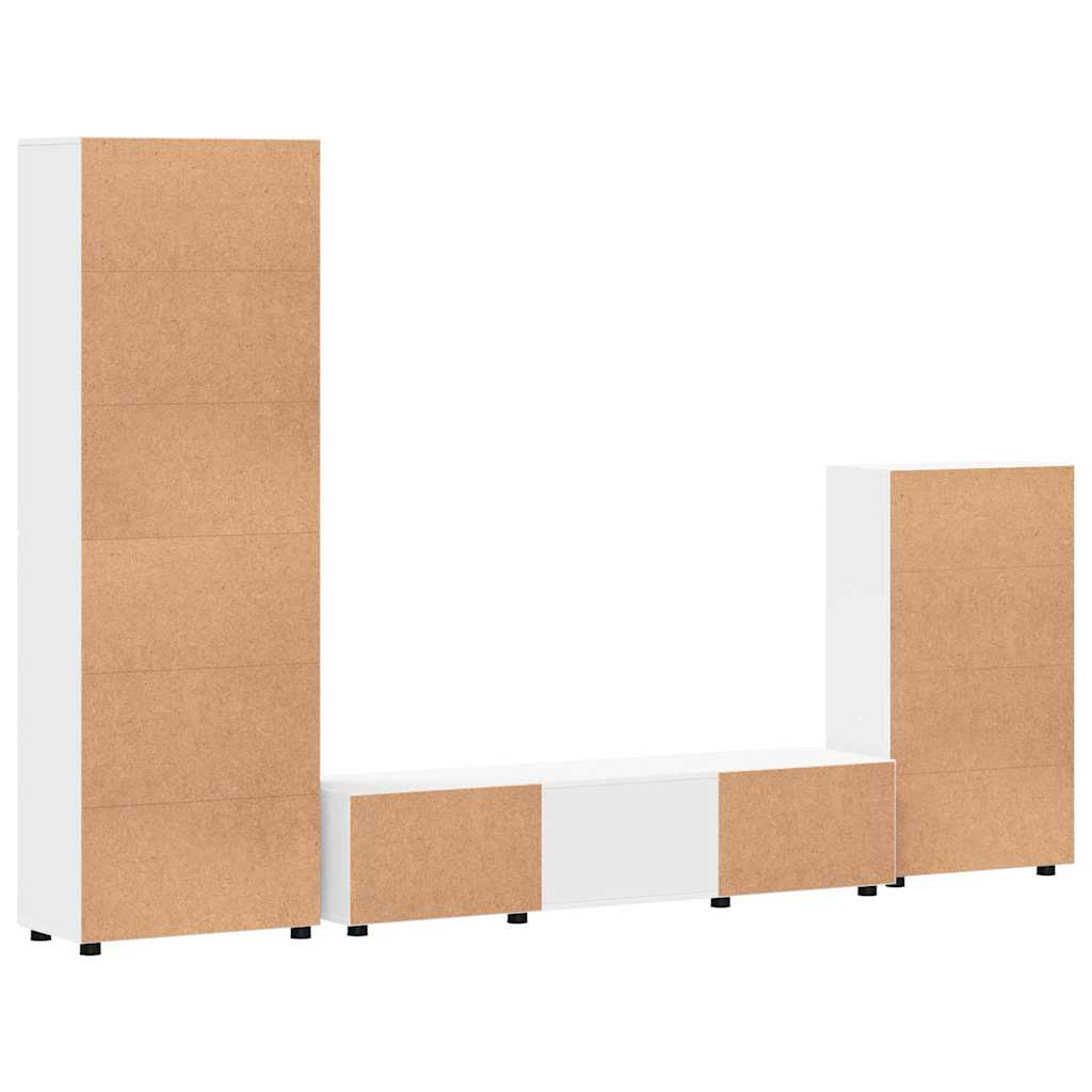 Tv-meubelset met lade met plank FLORIN 3 pcs Wit Bewerkt hout is nu te koop bij PeponiXL, paradijselijk wonen!