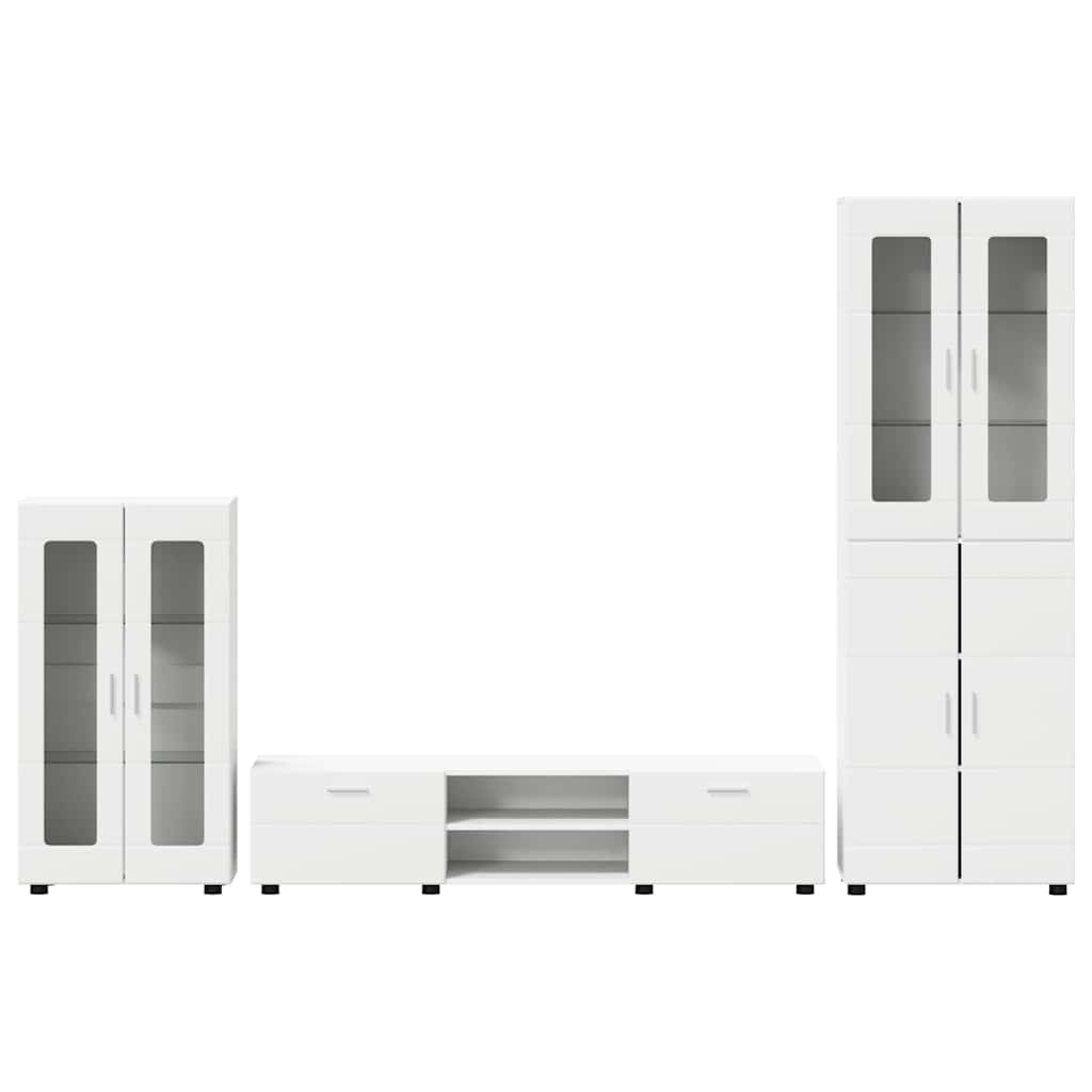 Tv-meubelset met lade met plank FLORIN 3 pcs Wit Bewerkt hout is nu te koop bij PeponiXL, paradijselijk wonen!