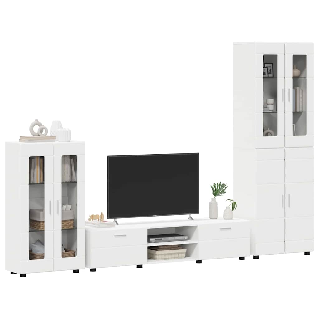 Tv-meubelset met lade met plank FLORIN 3 pcs Wit Bewerkt hout is nu te koop bij PeponiXL, paradijselijk wonen!
