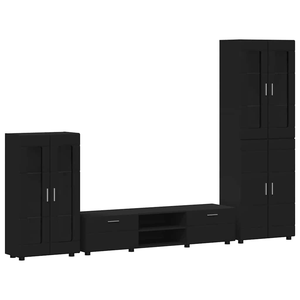 Tv-meubelset met lade met plank FLORIN 3 pcs Zwart Bewerkt hout is nu te koop bij PeponiXL, paradijselijk wonen!