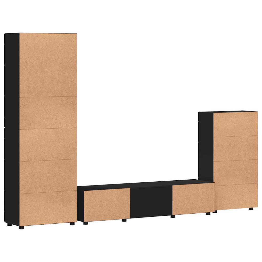 Tv-meubelset met lade met plank FLORIN 3 pcs Zwart Bewerkt hout is nu te koop bij PeponiXL, paradijselijk wonen!