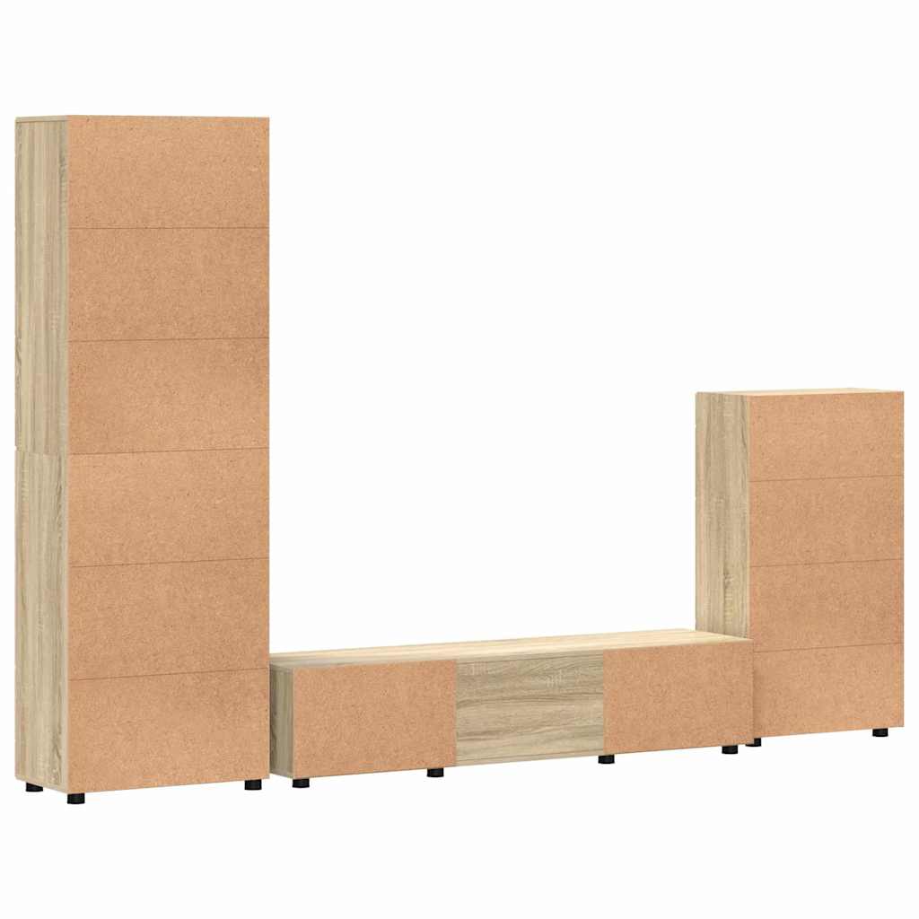 Tv-meubelset met lade FLORIN 3 pcs Sonoma Eiken Bewerkt hout is nu te koop bij PeponiXL, paradijselijk wonen!