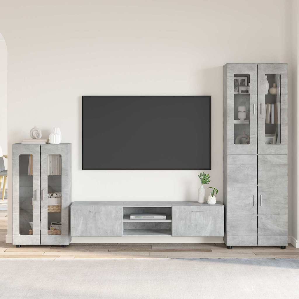 Tv-meubelset met lade FLORIN 3 pcs Beton Grijs Bewerkt hout is nu te koop bij PeponiXL, paradijselijk wonen!