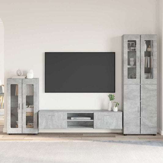 Tv-meubelset met lade FLORIN 3 pcs Beton Grijs Bewerkt hout is nu te koop bij PeponiXL, paradijselijk wonen!