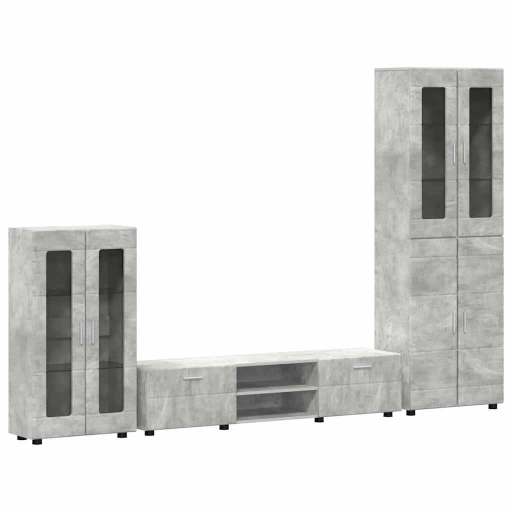 Tv-meubelset met lade FLORIN 3 pcs Beton Grijs Bewerkt hout is nu te koop bij PeponiXL, paradijselijk wonen!
