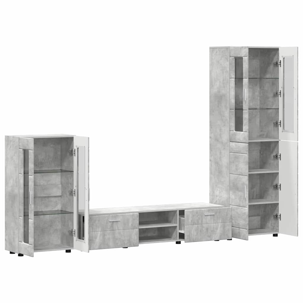 Tv-meubelset met lade FLORIN 3 pcs Beton Grijs Bewerkt hout is nu te koop bij PeponiXL, paradijselijk wonen!