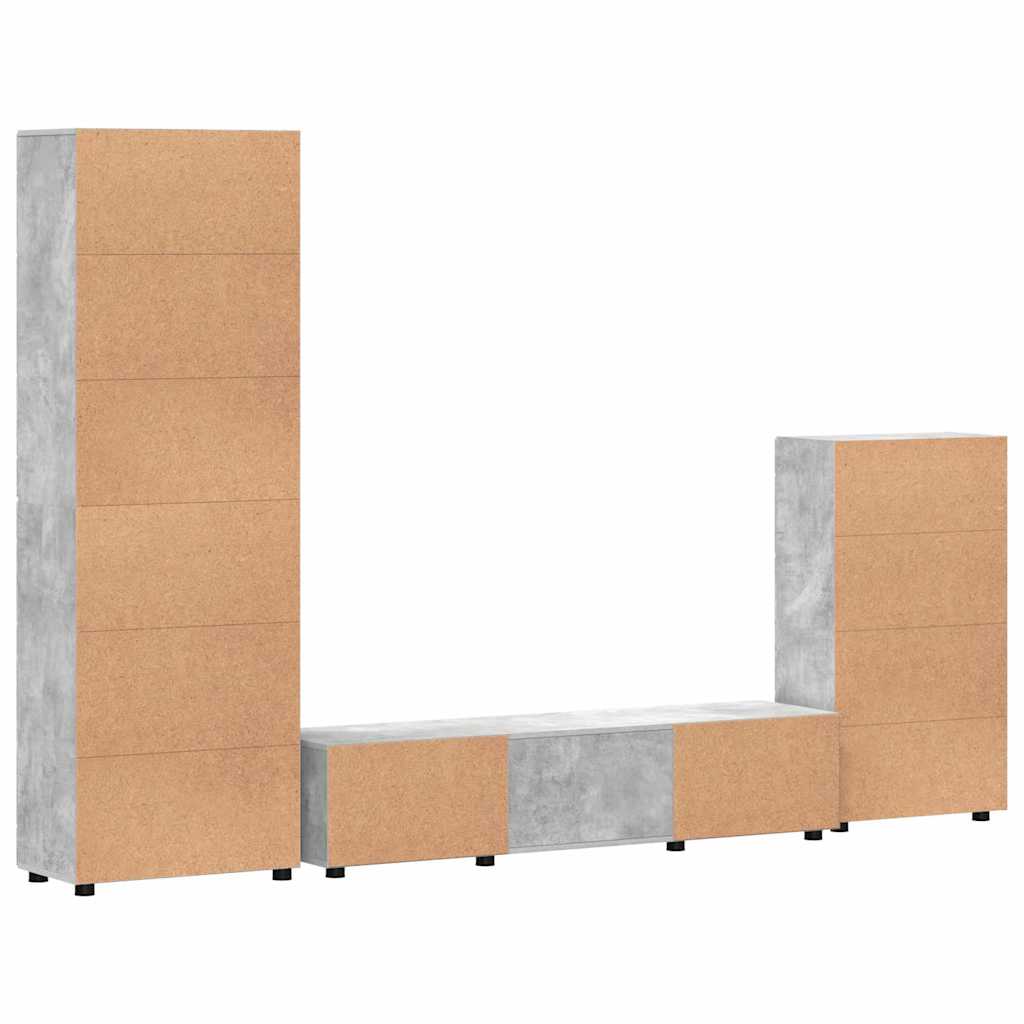 Tv-meubelset met lade FLORIN 3 pcs Beton Grijs Bewerkt hout is nu te koop bij PeponiXL, paradijselijk wonen!