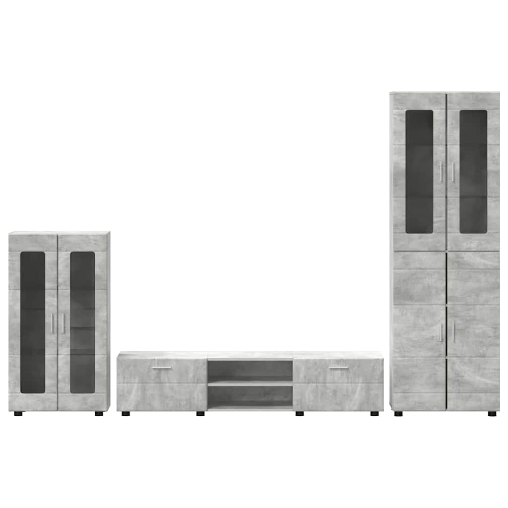 Tv-meubelset met lade FLORIN 3 pcs Beton Grijs Bewerkt hout is nu te koop bij PeponiXL, paradijselijk wonen!
