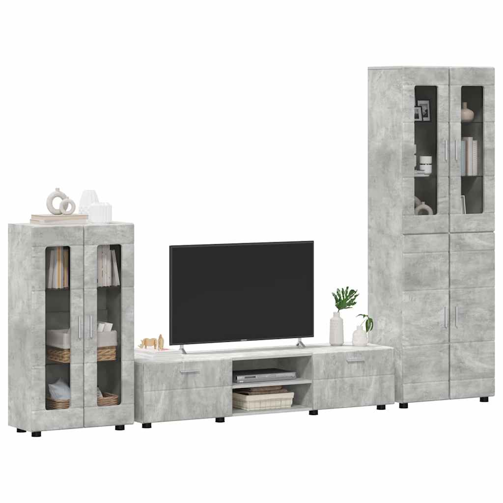 Tv-meubelset met lade FLORIN 3 pcs Beton Grijs Bewerkt hout is nu te koop bij PeponiXL, paradijselijk wonen!