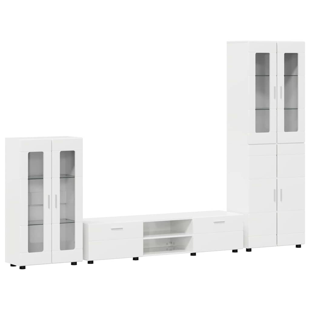 Tv-meubelset met lade FLORIN 3 pcs Hoogglans wit Bewerkt hout is nu te koop bij PeponiXL, paradijselijk wonen!