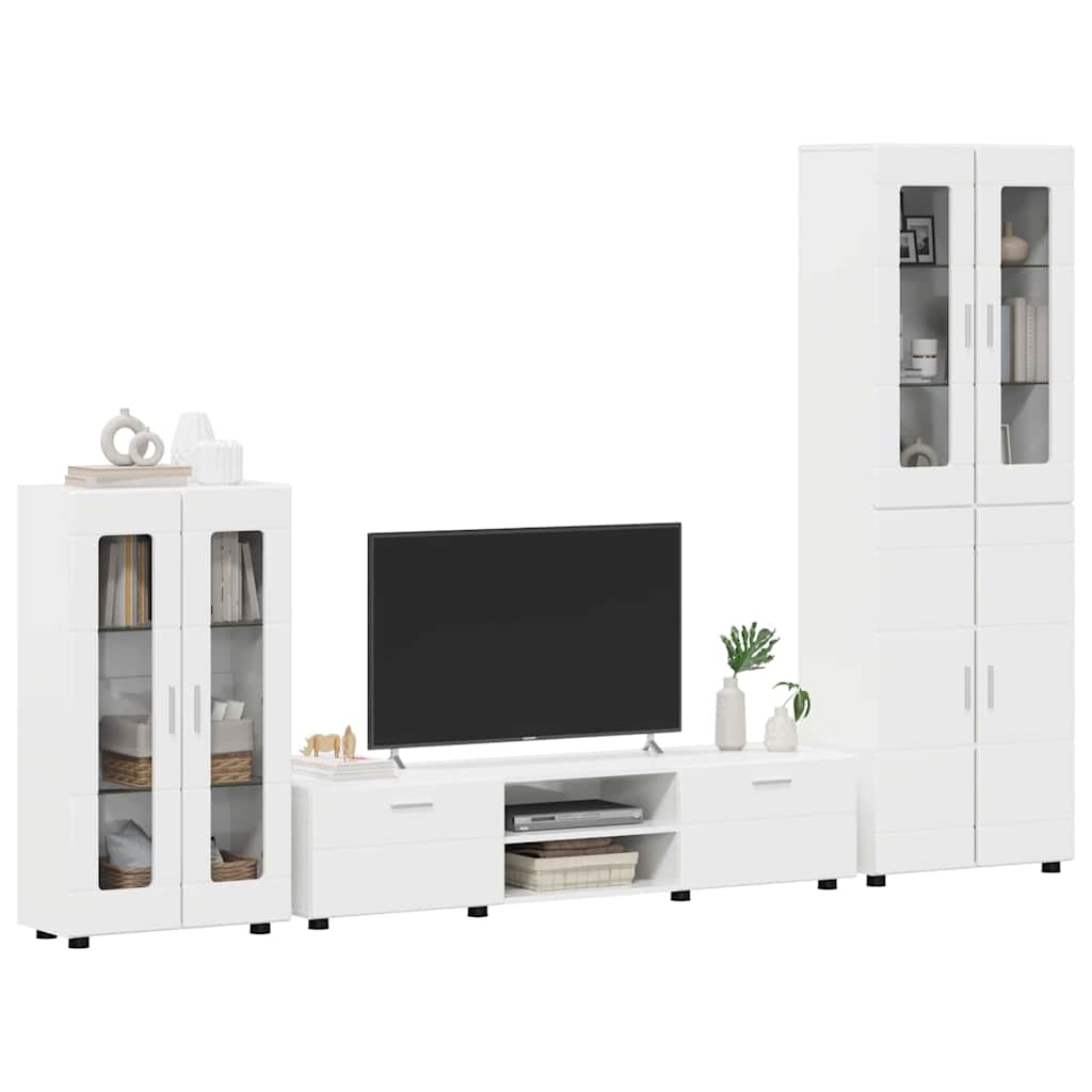 Tv-meubelset met lade FLORIN 3 pcs Hoogglans wit Bewerkt hout is nu te koop bij PeponiXL, paradijselijk wonen!