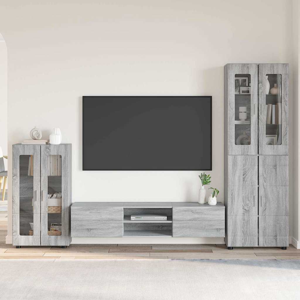 Tv-meubelset met lade FLORIN 3 pcs Grijs Sonoma Bewerkt hout is nu te koop bij PeponiXL, paradijselijk wonen!