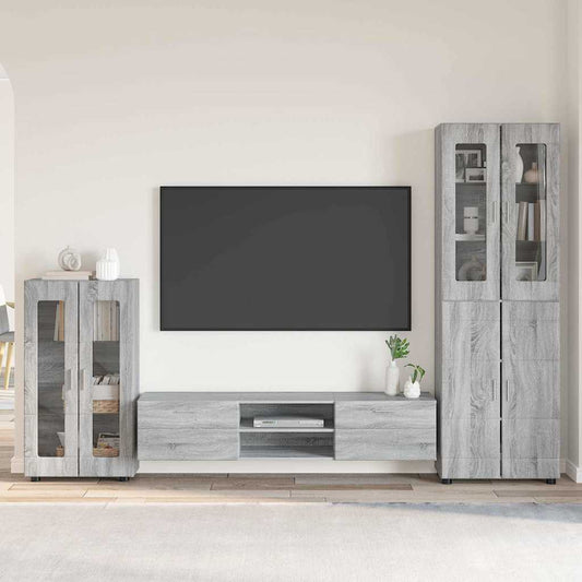 Tv-meubelset met lade FLORIN 3 pcs Grijs Sonoma Bewerkt hout is nu te koop bij PeponiXL, paradijselijk wonen!