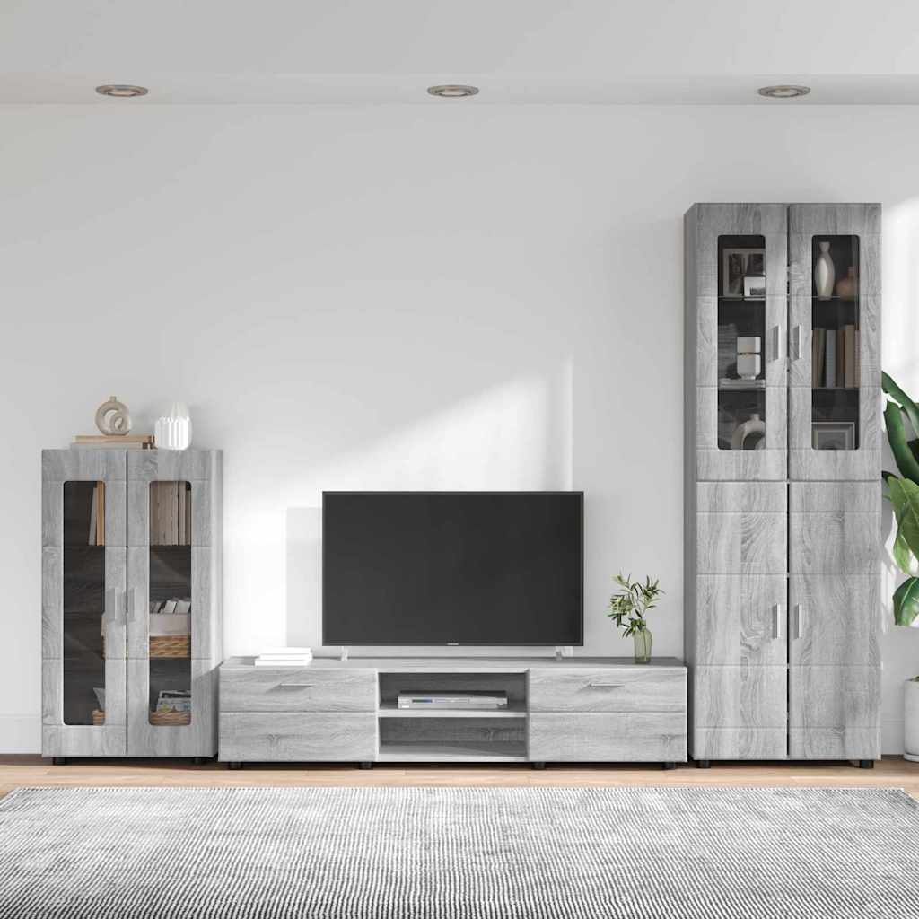 Tv-meubelset met lade FLORIN 3 pcs Grijs Sonoma Bewerkt hout is nu te koop bij PeponiXL, paradijselijk wonen!