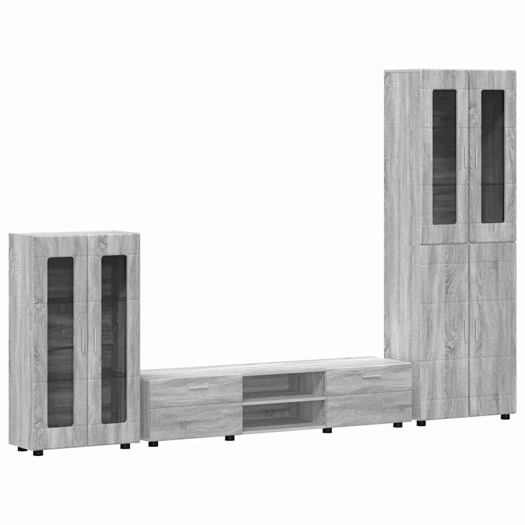 Tv-meubelset met lade FLORIN 3 pcs Grijs Sonoma Bewerkt hout is nu te koop bij PeponiXL, paradijselijk wonen!