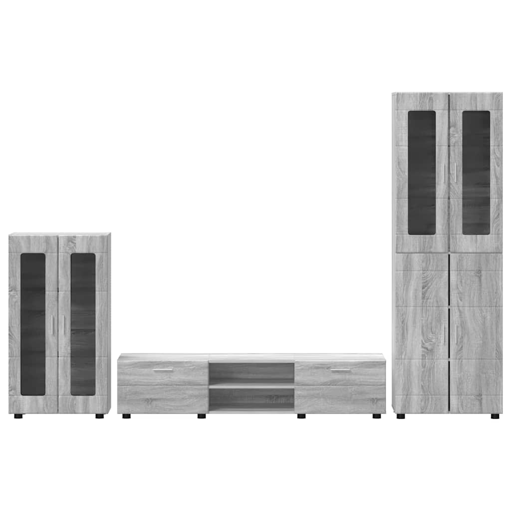 Tv-meubelset met lade FLORIN 3 pcs Grijs Sonoma Bewerkt hout is nu te koop bij PeponiXL, paradijselijk wonen!