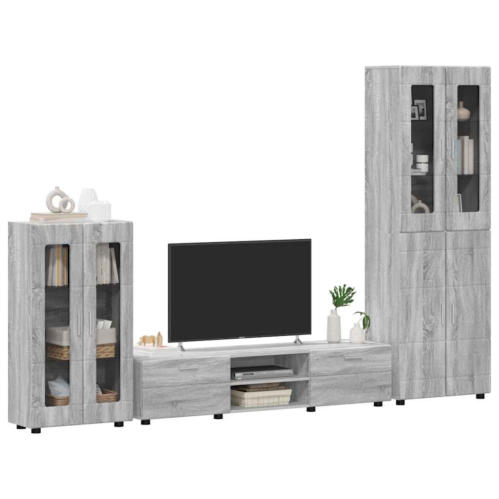 Tv-meubelset met lade FLORIN 3 pcs Grijs Sonoma Bewerkt hout is nu te koop bij PeponiXL, paradijselijk wonen!